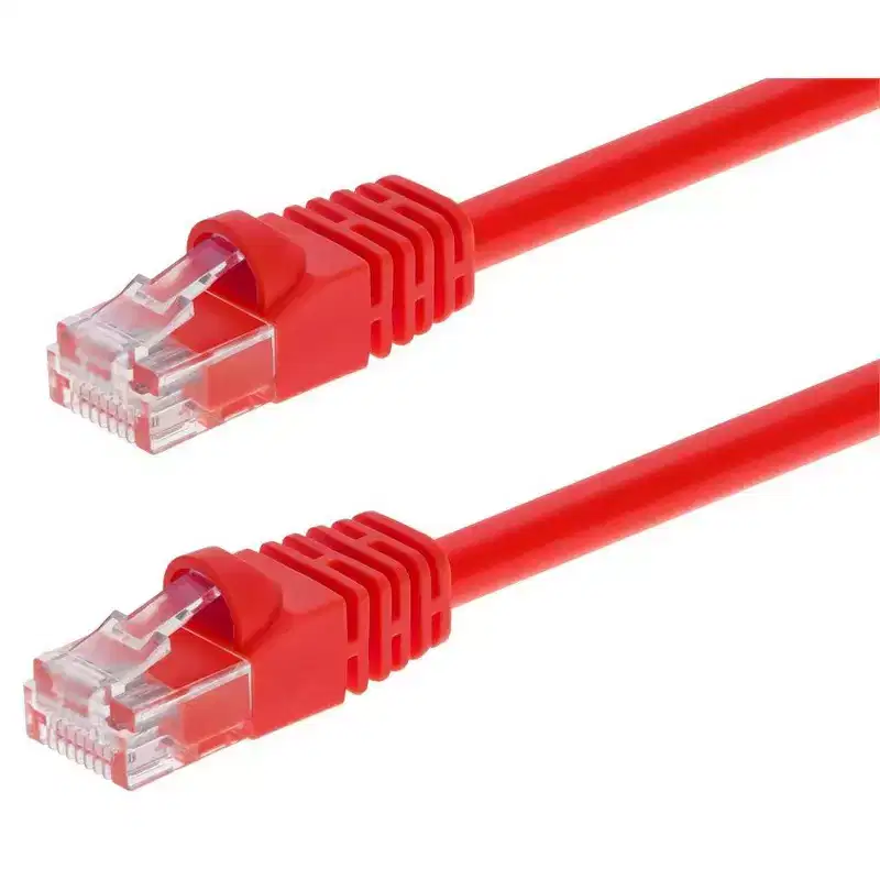 Monoprice Cat6 Ethernet Patch Cable - 7 Feet - Red | Network Internet Cord - RJ45, Stranded, 550Mhz, UTP, Pure Bare Copper Wire, 24AWG