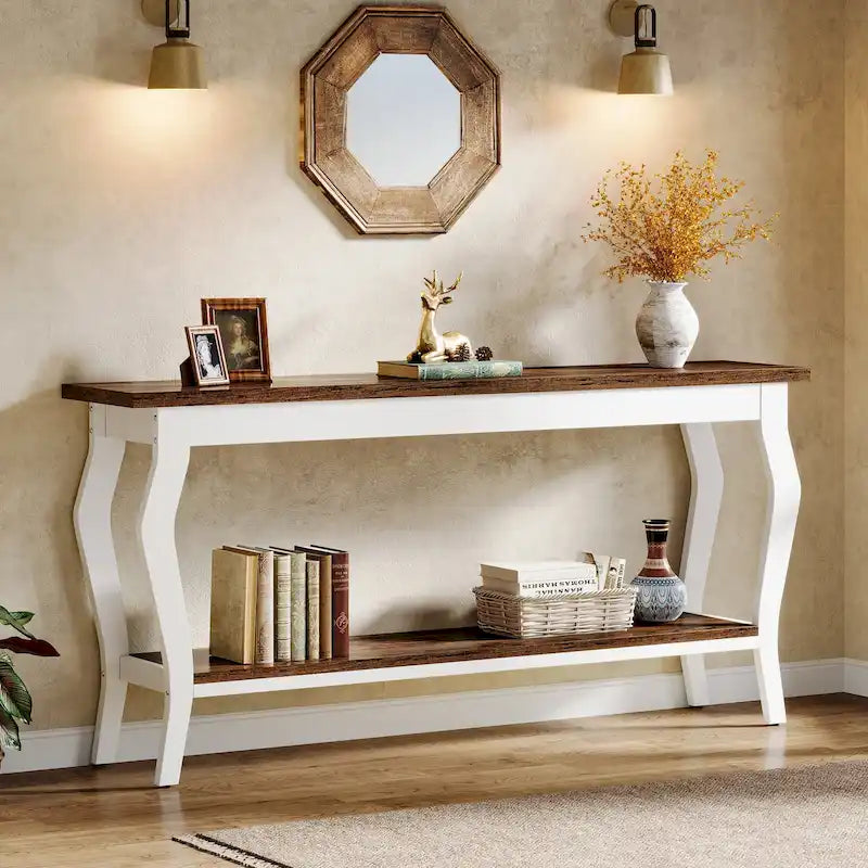 2-tier Narrow Long Console Sofa Table for Entryway Living Room