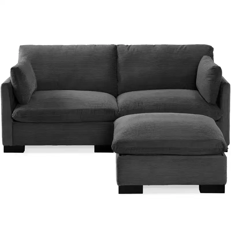 82in Modular Sectional Pillowtop Sofa w/ Ottoman & Storage
