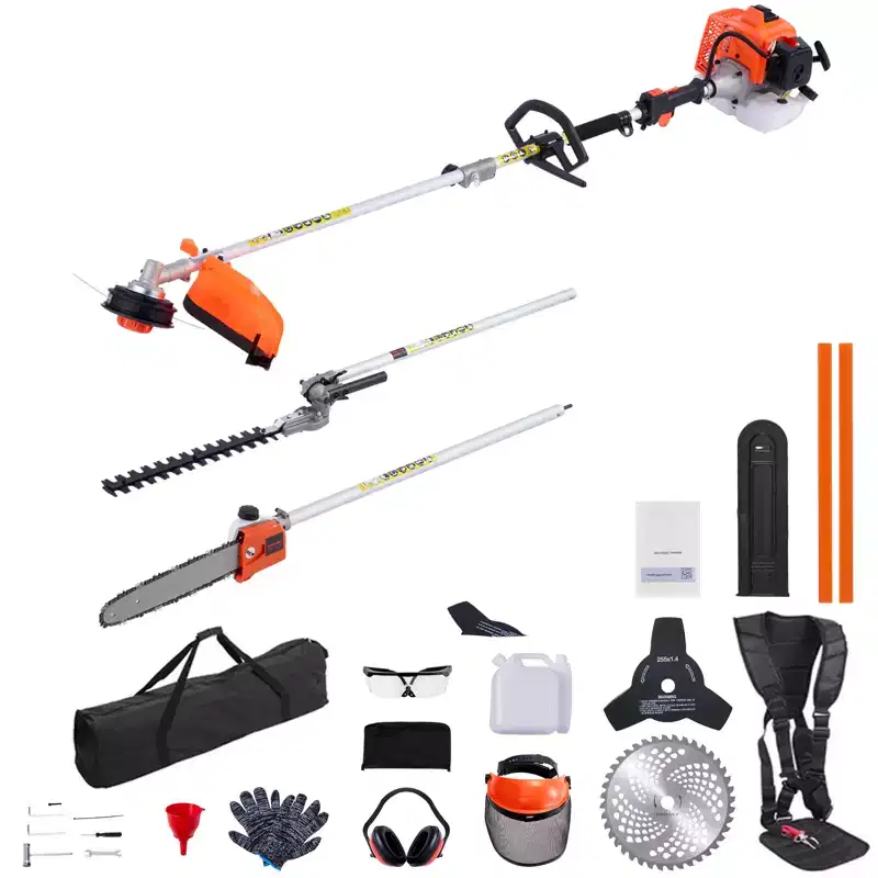 VEVOR Gas Hedge Trimmer, 2 Cycle Gas Power Handheld Hedge Trimmer, 5-in-1 63cc Cordless Weed Eater with Protective Gear Set,Multicolor