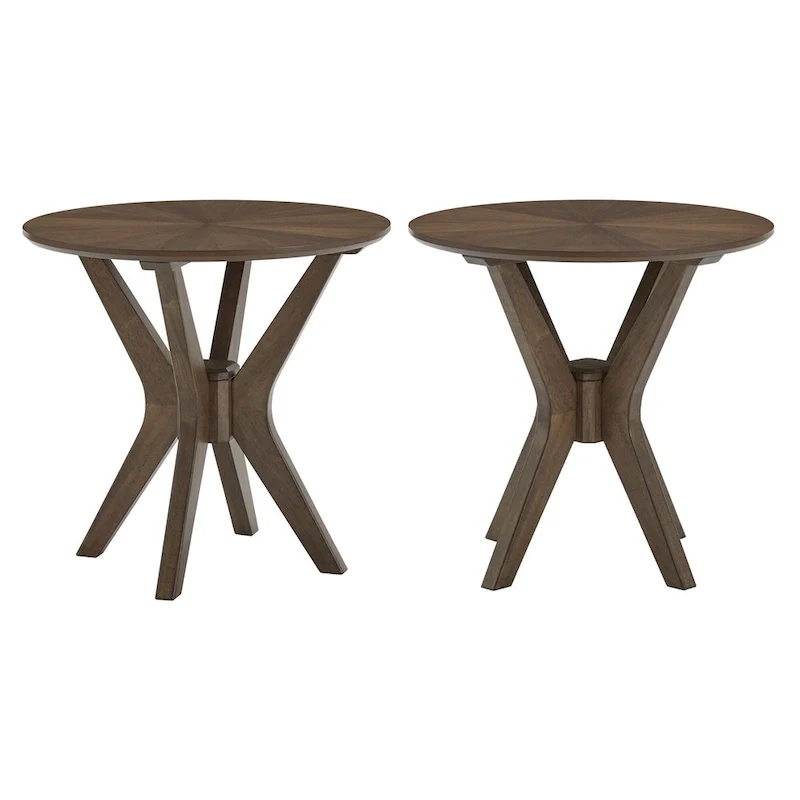 Vilnius Mid-Century Walnut Finish Round End Table