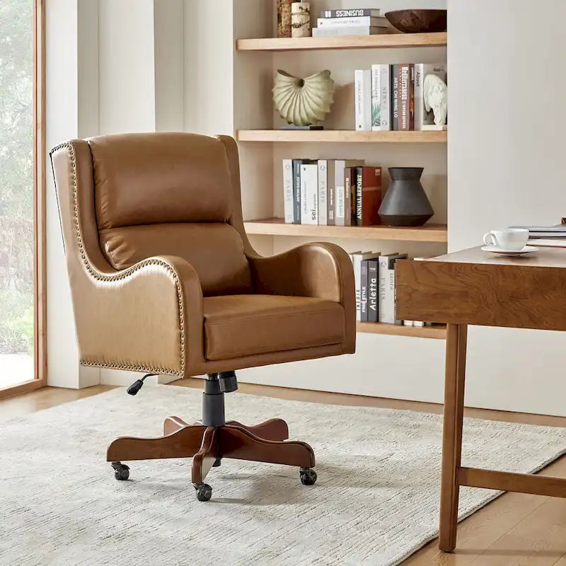 Pete Faux Leather Adjustable Height Swivel Executive Chair with Tilt Mechanism by HULALA HOME
