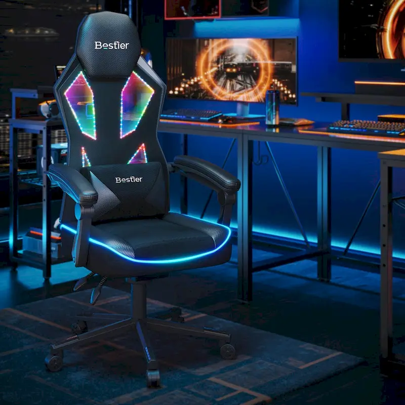 Ergonomic RGB Gaming Chair with Spring Cushion