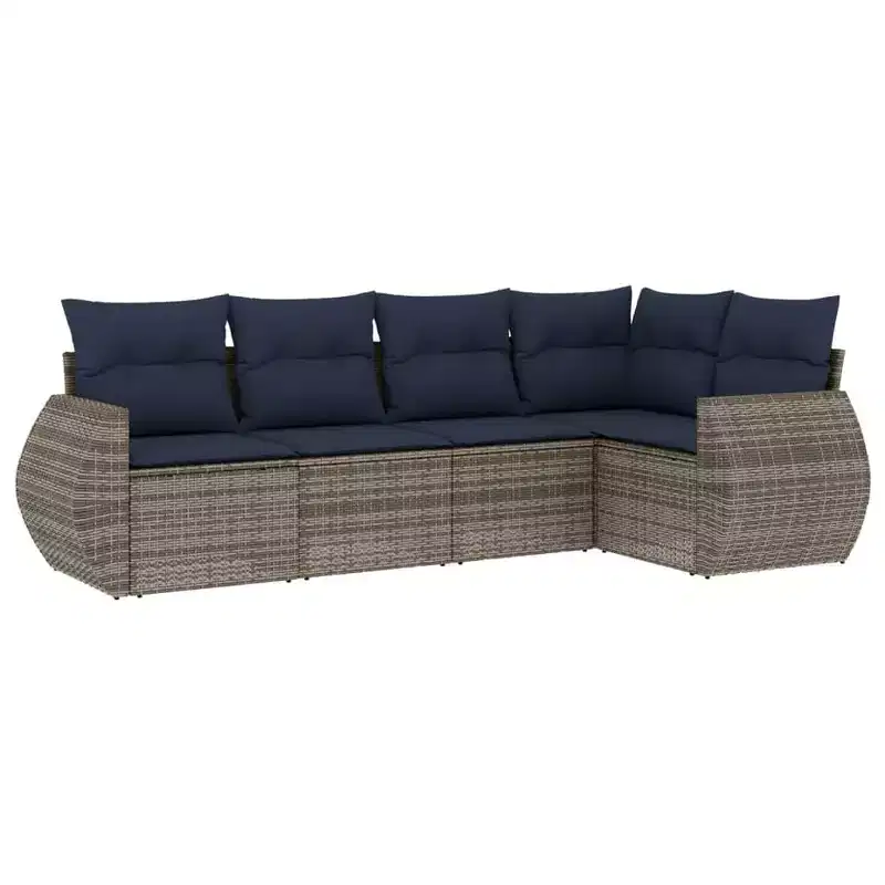 vidaXL Garden Sofa Set with Cushions Poly Rattan