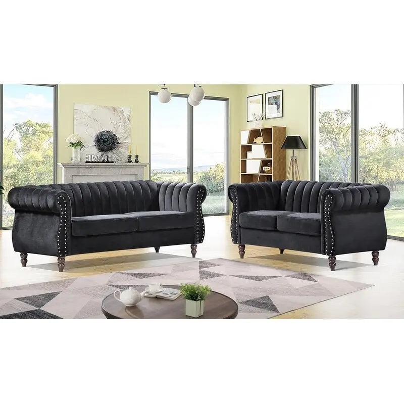 Capucina 2-piece Velvet Living Room Sofa Set