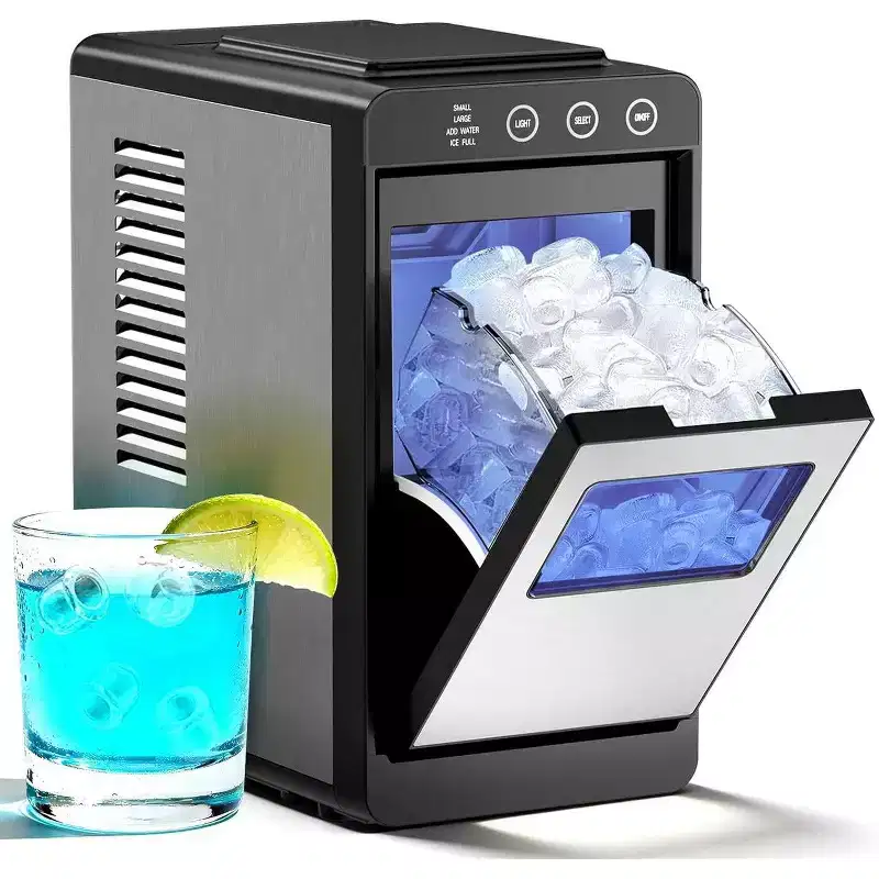 Stainless Steel Countertop Ice Maker with Touch Panel, Bullet Ice Machine, 26 lbs Daily Output, Dual Ice Sizes, Self-Cleaning, for Home, Office & Bar