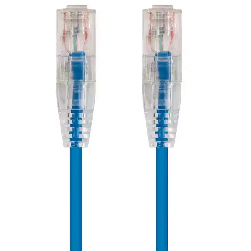 Monoprice Cat6 Ethernet Patch Cable - 3 feet - Blue | Snagless RJ45 Stranded 550MHz UTP CMR Riser Rated Pure Bare Copper Wire 28AWG - SlimRun Series