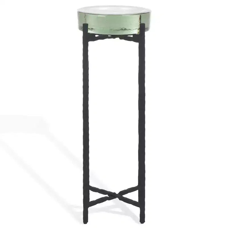 Cast Glass Drink Table, Black and Clear