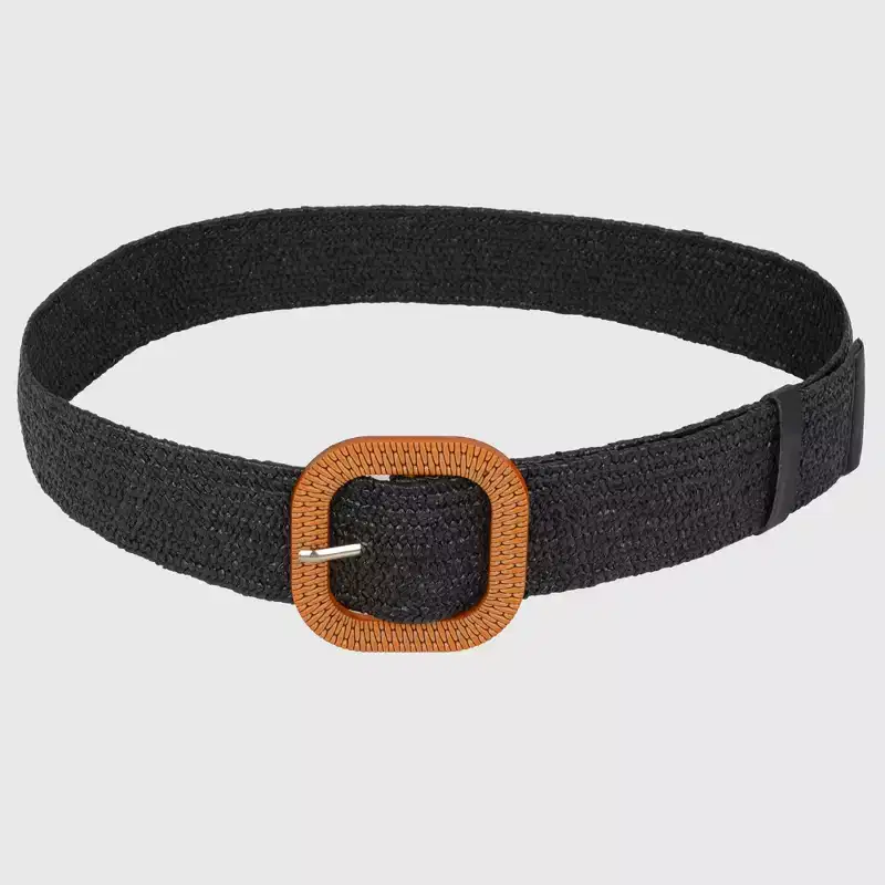 Anna-Kaci Stylish Straw Belt with Woven Buckle