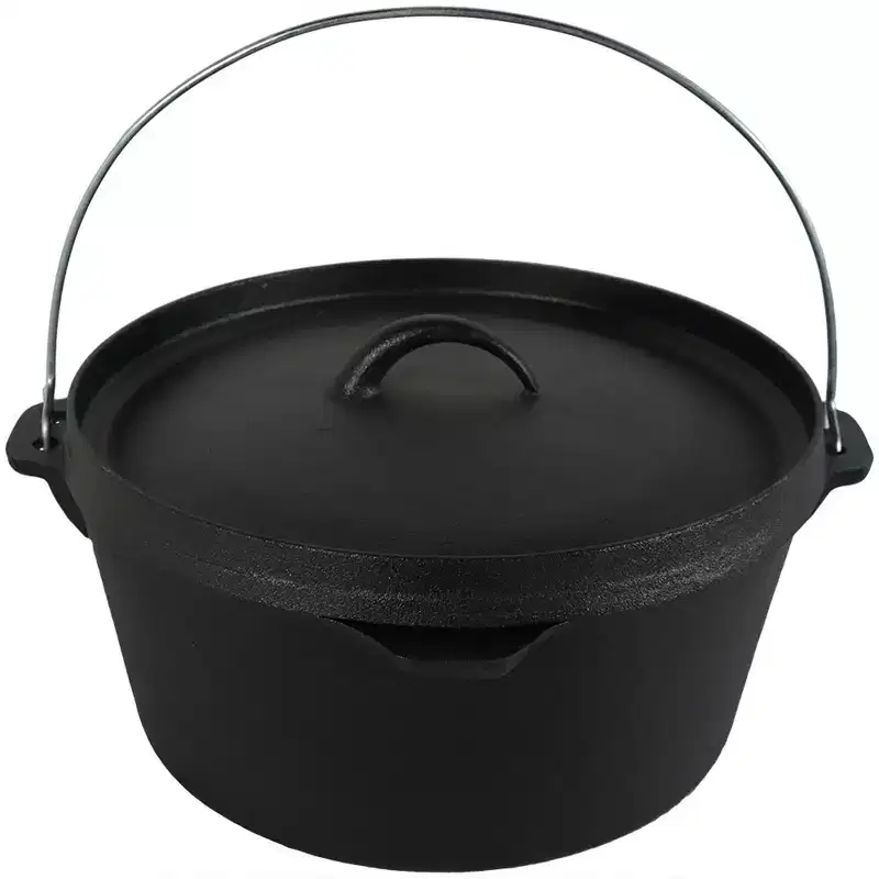 Sunnydaze Indoor/Outdoor Large Pre-Seasoned Cast Iron Dutch Oven Pot with Lid and Handle - 8 qt - Black