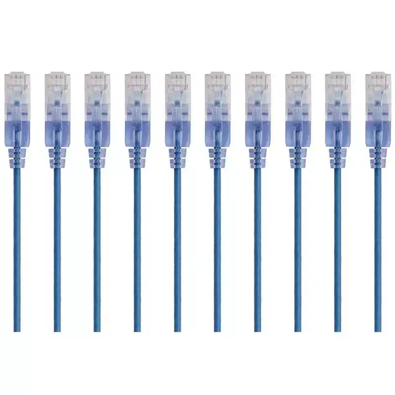 Monoprice Cat6A Ethernet Patch Cable - 14 Feet - Blue | Network Internet Cord - RJ45, 550Mhz, UTP, Pure Bare Copper Wire, 10G, 30AWG, 10-Pack -