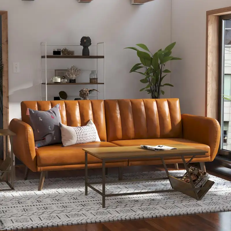 The Novogratz Brittany Faux Leather Futon Sofa Bed