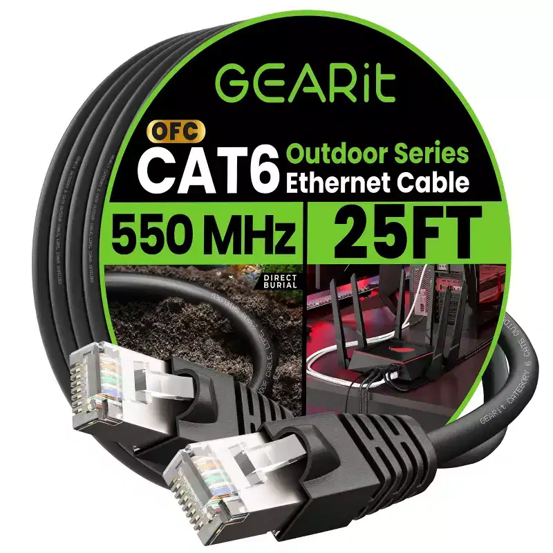 GEARit Cat6 Outdoor Ethernet Cable - 23AWG LLDPE Weatherproof Jacket S/FTP Direct Burial