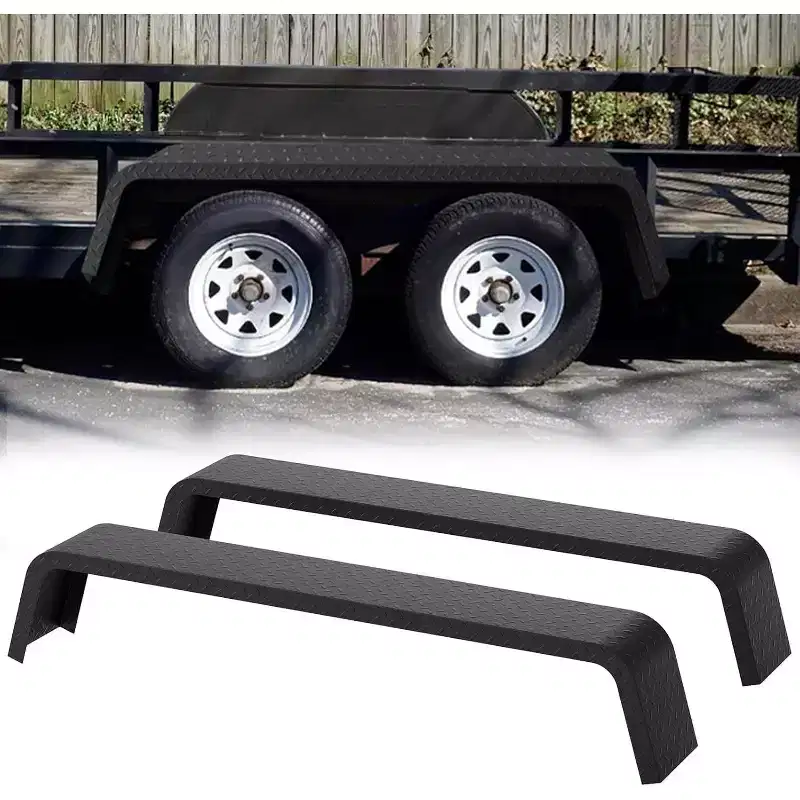Acekool Trailer Fenders (2-Pack) - Fits 13-15 Wheels on Tandem Axles, 12-Gauge Steel, 73x10x13 Unpainted
