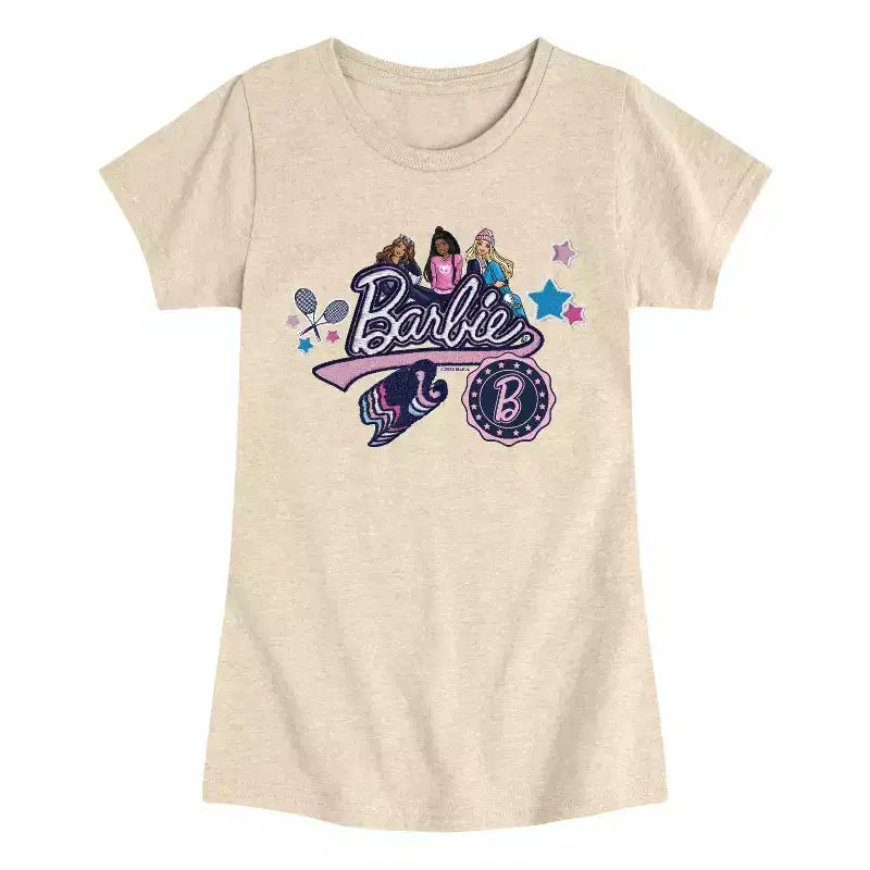 Girls' - Barbie - Patches Fitted Short Sleeve Graphic T-Shirt