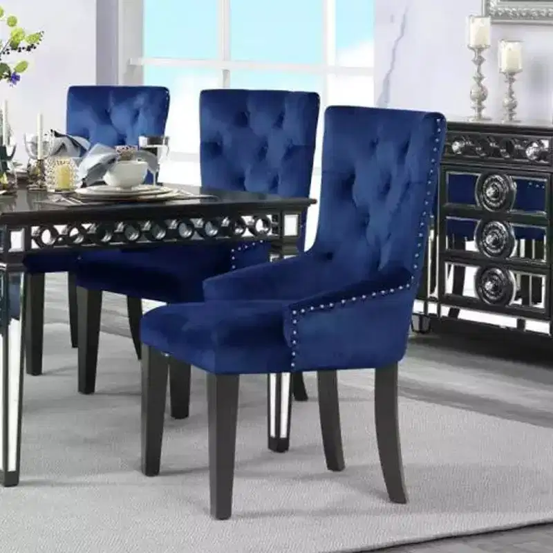 Acme Furniture Direct Only Dining Chairs Blue Velvet/Black Finish