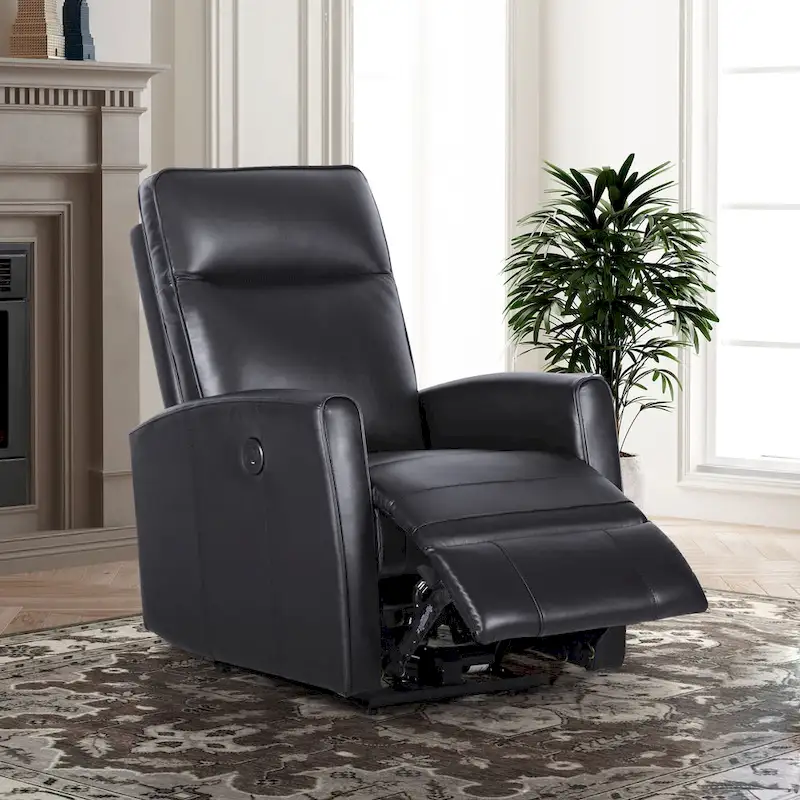 27.75 Width Genuine Leather Power Recliner Couch With USB Charger