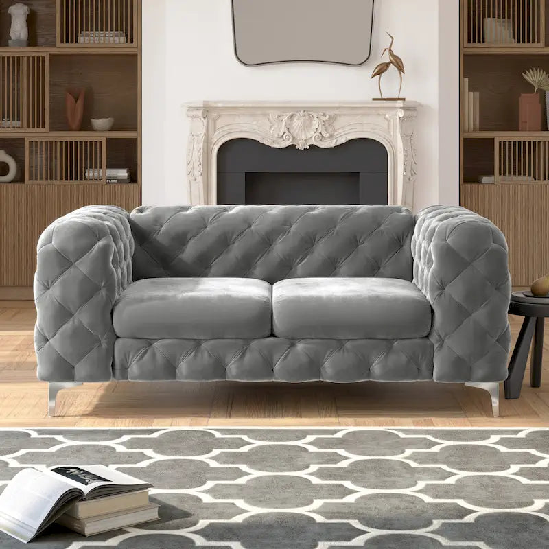 Corvus Aosta Tufted Velvet Chesterfield Loveseat