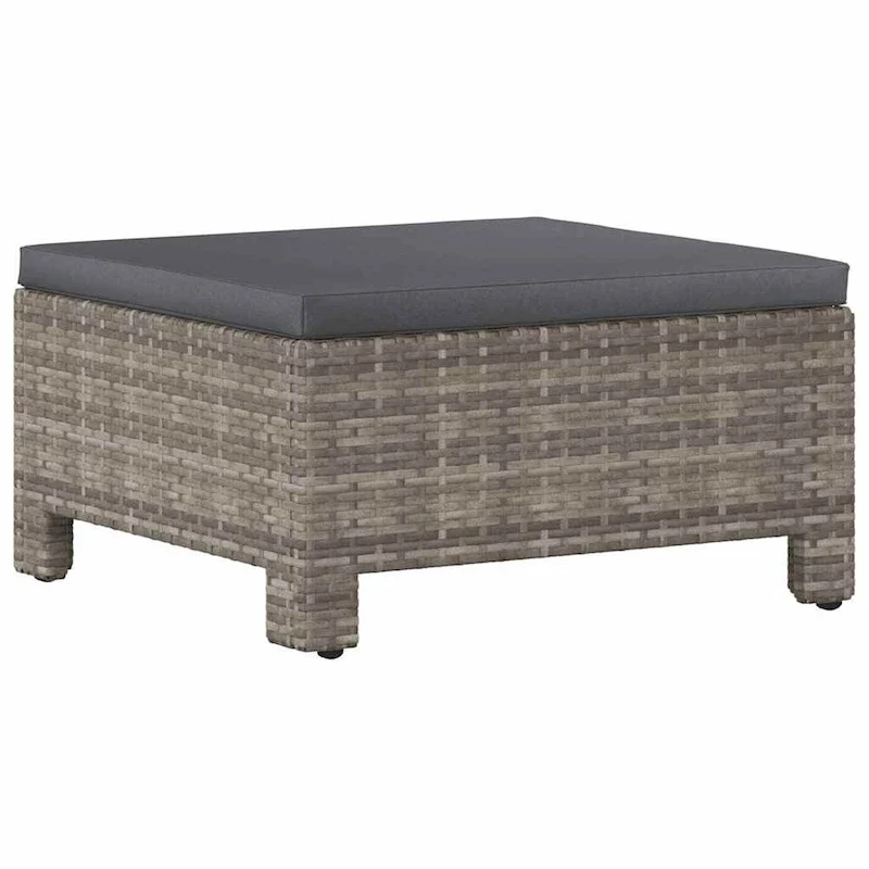 vidaXL 2-Seater Patio Sofa with Cushions Gray Poly Rattan