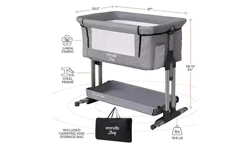 3-in-1 Portable Baby Crib - Adjustable Height, Removable Bassinet, and Swing Crib for Newborns & Toddlers