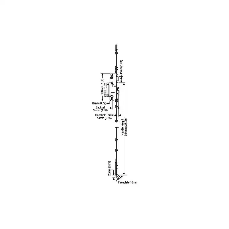 Brixwell Metal Manual Shootbolt Lock, 36 Handle Height, 1-3/8 Backset, Gray Finish