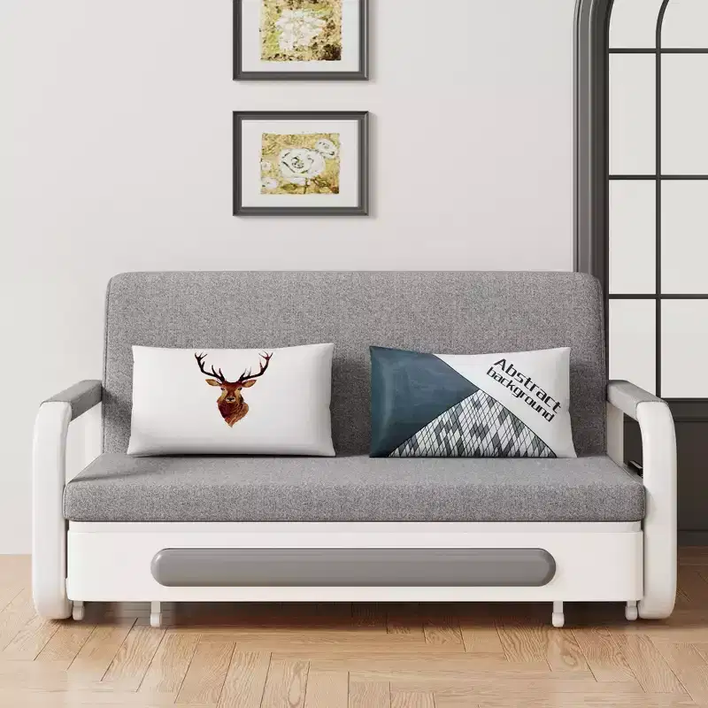 Farmhouse 60 in Convertible Sleeper Sofa Bed | Storage Base | Folding Chair for Living Room