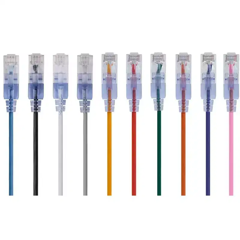 Monoprice SlimRun Cat6A Ethernet Patch Cable - Network Internet Cord - RJ45, Stranded, UTP, Pure Bare Copper Wire, 30AWG, 1ft, 10-Color, 10-Pack