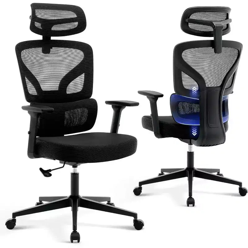 Ergonomic Mesh Office Chair with 3D Lumbar Support, Adjustable Armrest & Headrest