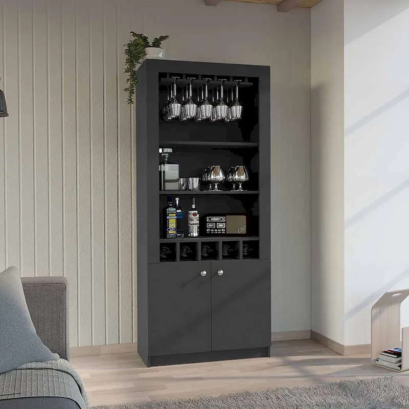 Bar Cabinet for Kitchen, Dining Room and Living Room, Black