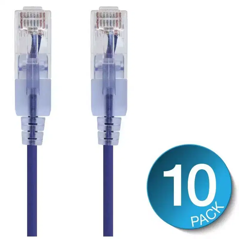 Monoprice Cat6A Ethernet Patch Cable - 7 Feet - Purple (10 Pack) Snagless RJ45 550Mhz UTP Pure Bare Copper Wire 10G 30AWG - SlimRun Series