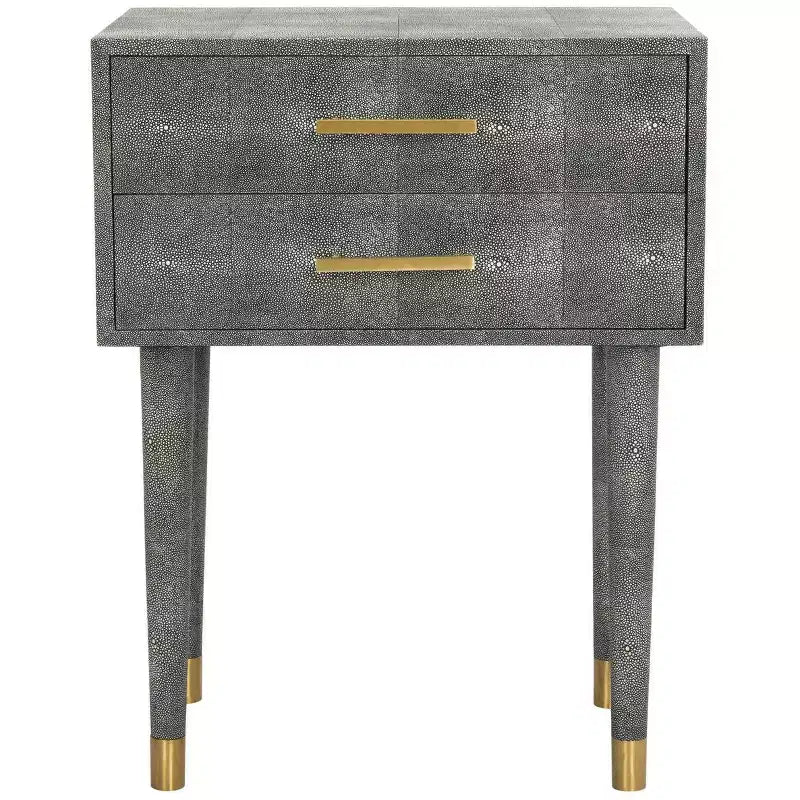Faux Shagreen End Table �C Black