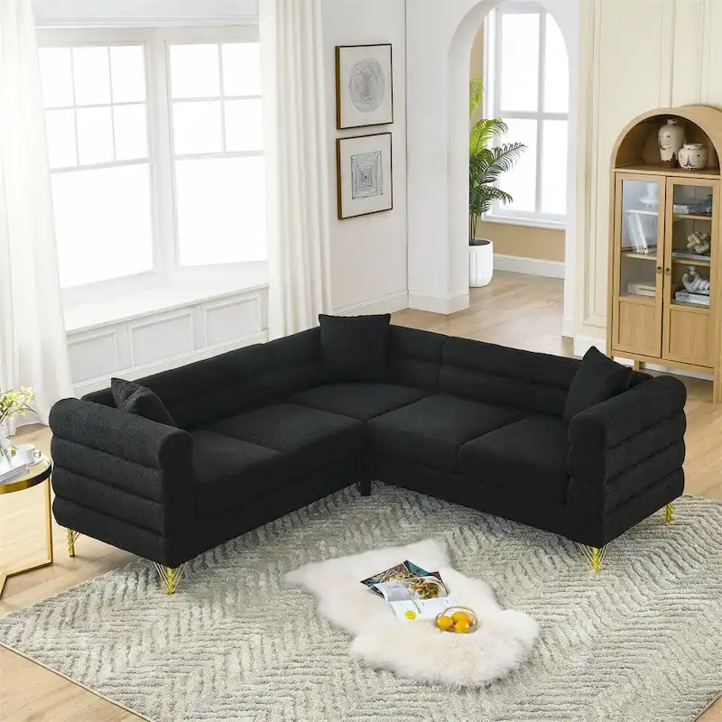 81.5-Inch Oversized 5-Seat L-Shaped Sectional Sofa with 3 Cushions
