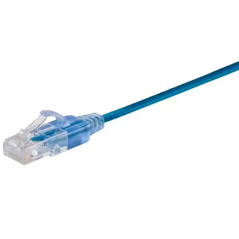 Monoprice SlimRun Cat6A Ethernet Patch Cable - Network Internet Cord - RJ45, Stranded, UTP, Pure Bare Copper Wire, 30AWG, 2ft, Blue, 10-Pack