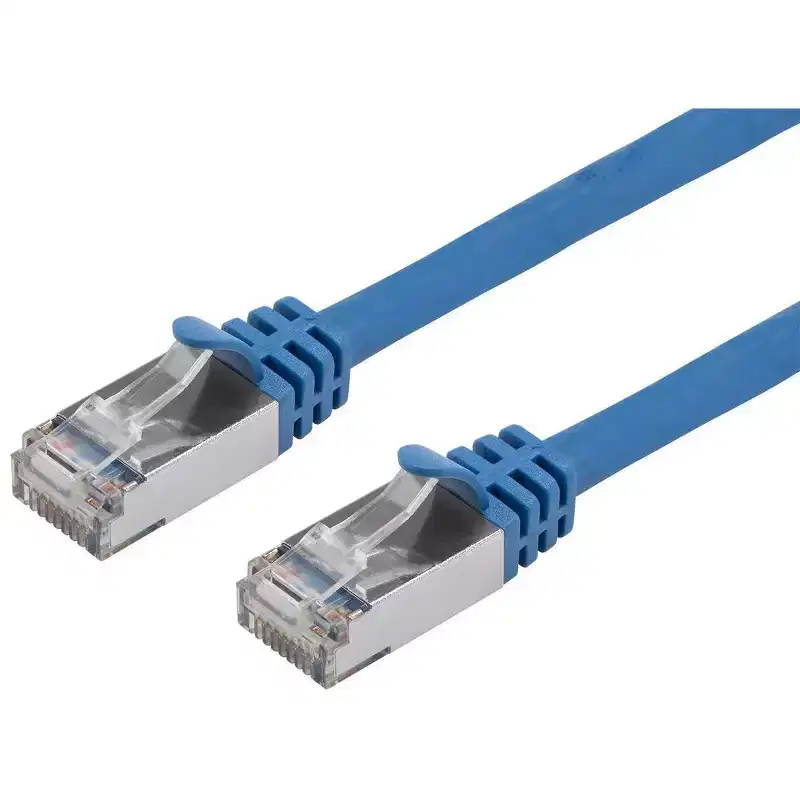 Monoprice Cat7 Ethernet Patch Cable - 10 Feet - Blue | Network Internet Cord - Flexboot RJ45 Stranded 600Mhz S/FTP CMX Pure Bare Copper Wire 26AWG -