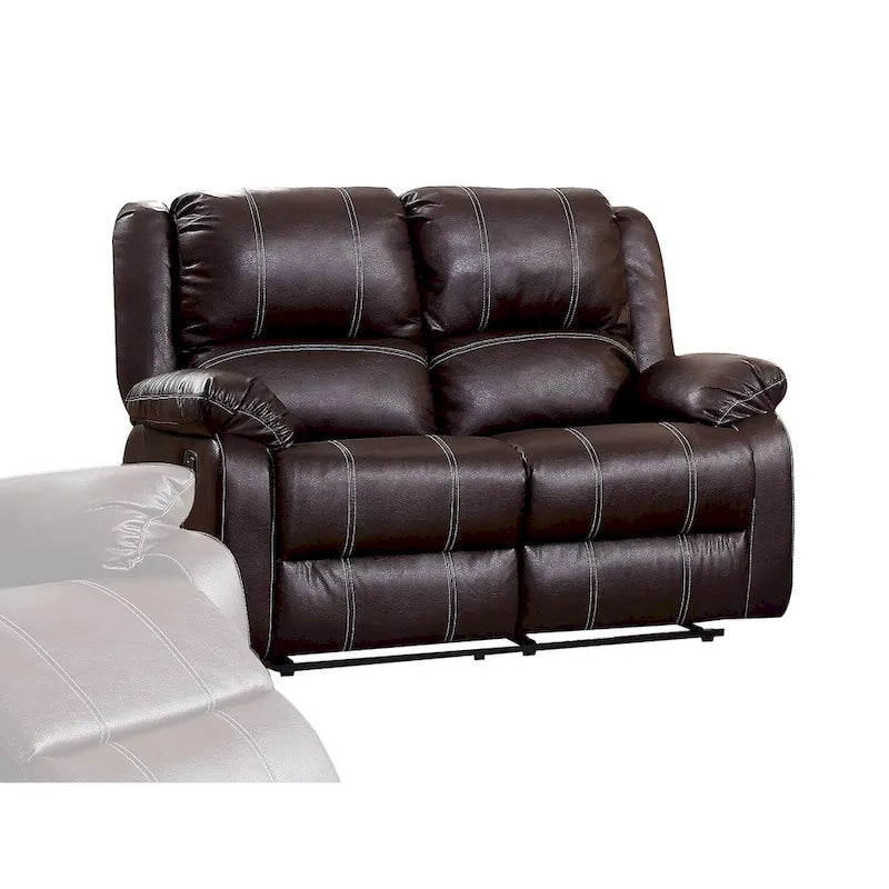 Brown Synthetic Leather Recliner Loveseat