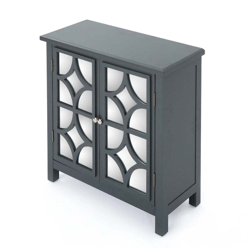 Melora Fir Wood Double Door Cabinet With Mirror Accents by Christopher Knight Home