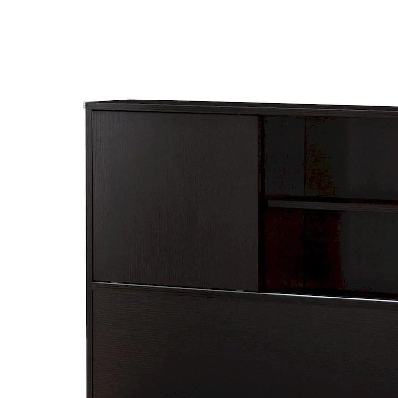 Twin Bookcase Headboard with 2 Sliding Doors, Red Cocoa