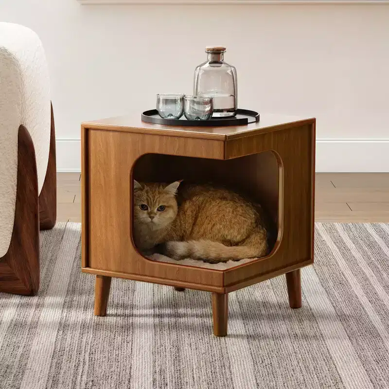 EUREKA ERGONOMIC, Cat Side Table, 15.94Wx15.94Dx18.31H, Multi-Functional Pet Furniture, Walnut