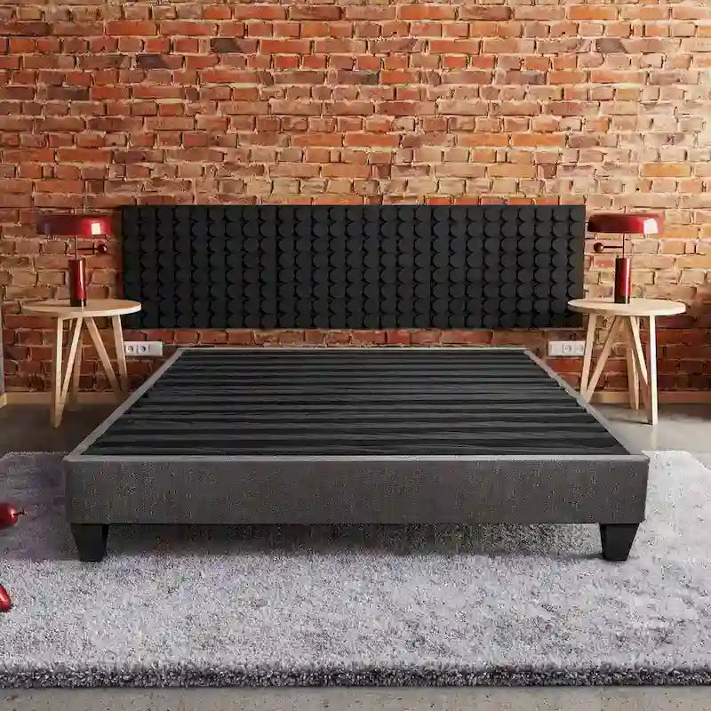 14 in. Mattress Foundation Bed Base, Platform Bed Frame, Dark Gray