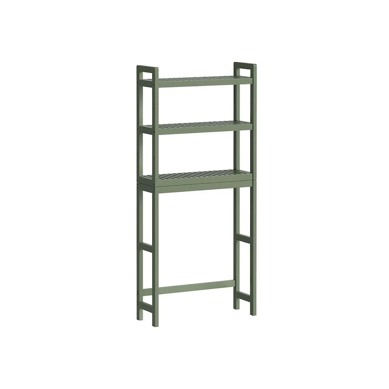 3-Tier Wicker Over-the-Toilet Storage Shelf with Adjustable Middle Shelf