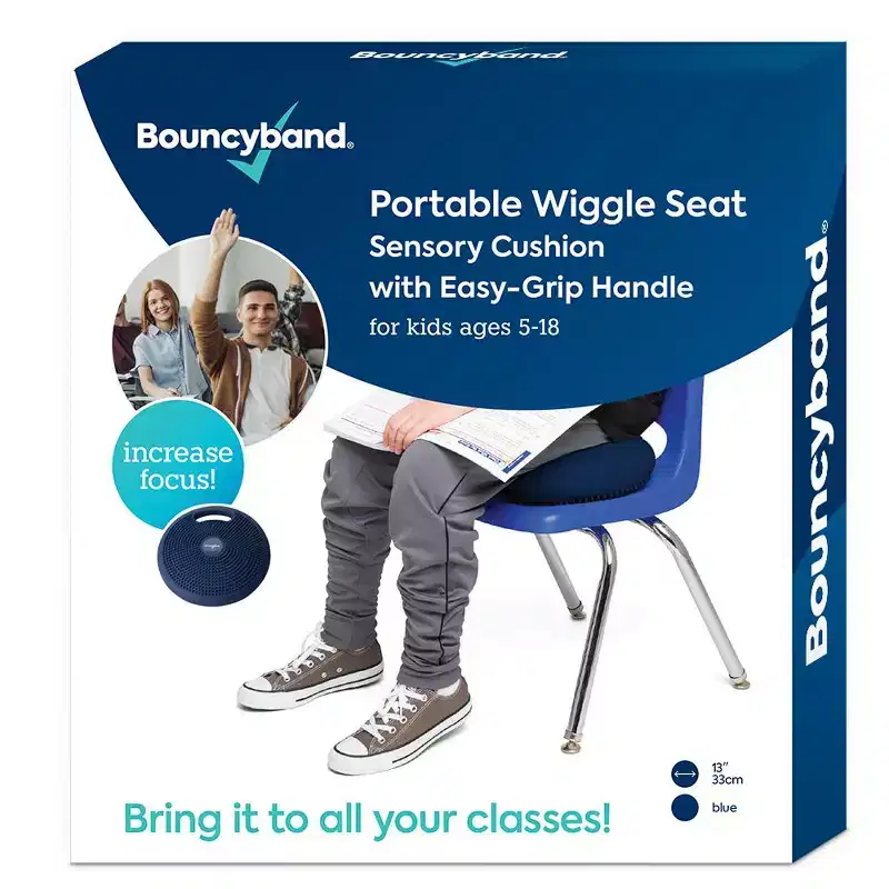 Bouncyband Portable Wiggle Seat Sensory Cushion, Blue