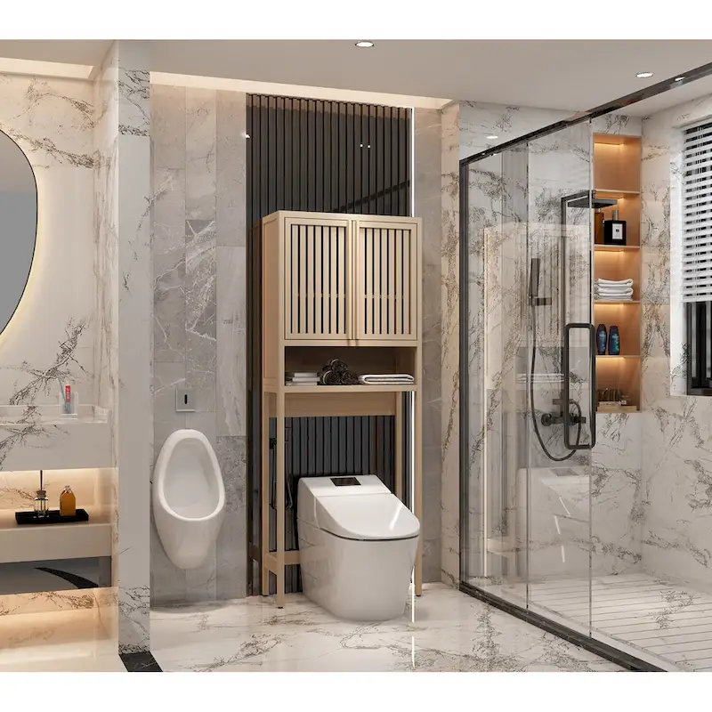 Bamboo Over-Toilet Storage Cabinet with Doors