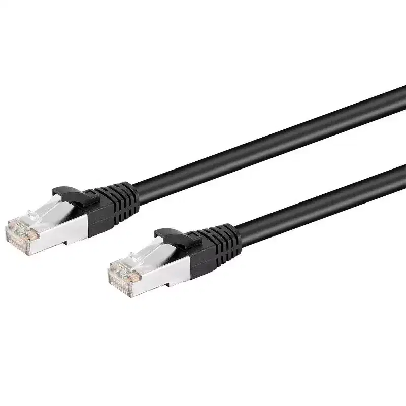 Monoprice Cat6 PoE Ethernet Patch Cable - 10 Feet Black 600V Shielded RJ45 Solid 550MHz 24AWG