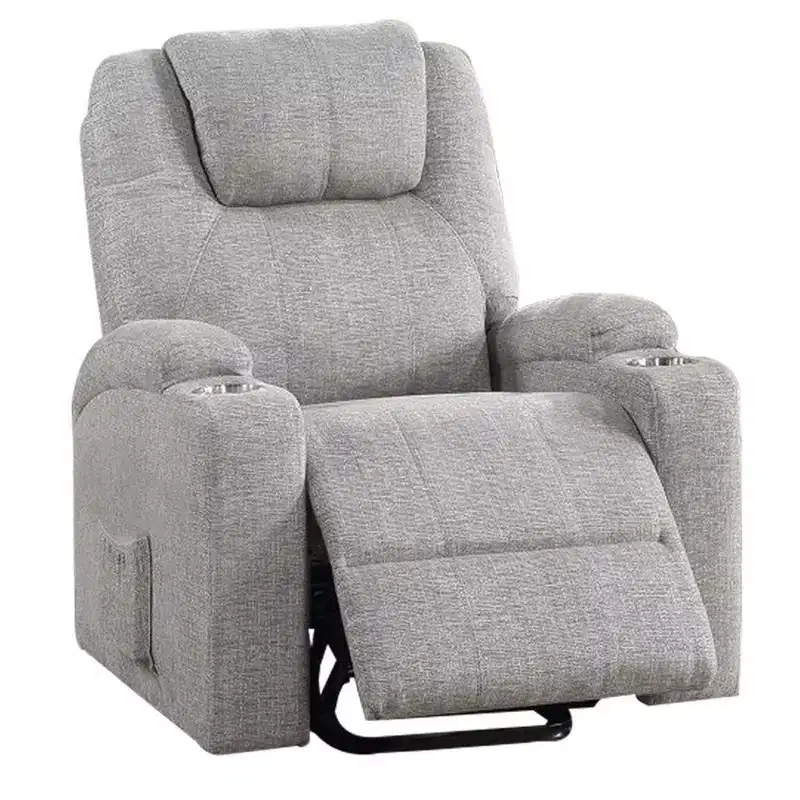 37 Inch Power Lift Recliner Chair with Cupholders, Chenille, Light Gray