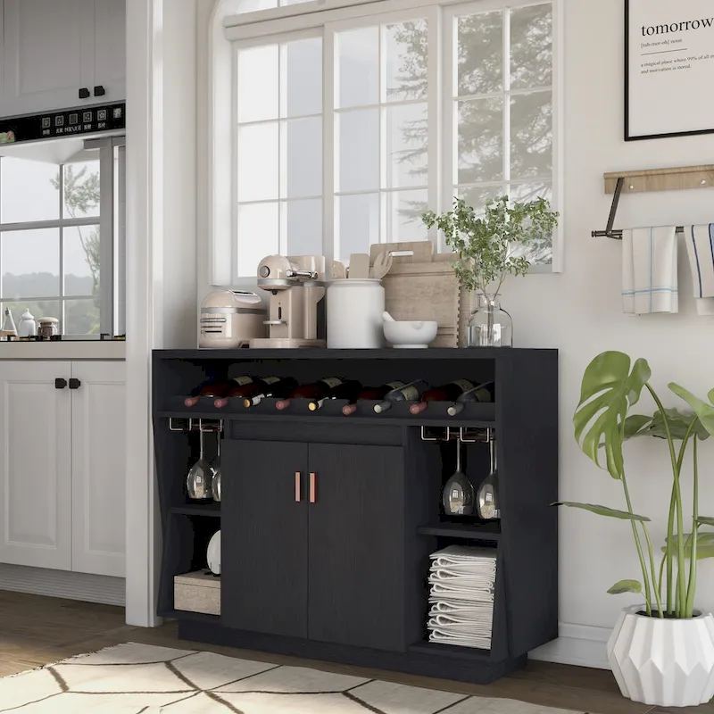 Furniture of America Ping Contemporary Black 47-inch 4-shelf Dining Buffet