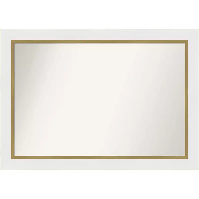 Amanti Art 41 x 29 Non-Beveled Eva Bathroom Wall Mirror White : Gold Frame, Vanity Accessory