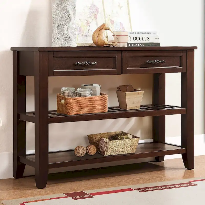 Furniture of Antique Solid Wood 3-drawer Sofa Console Table