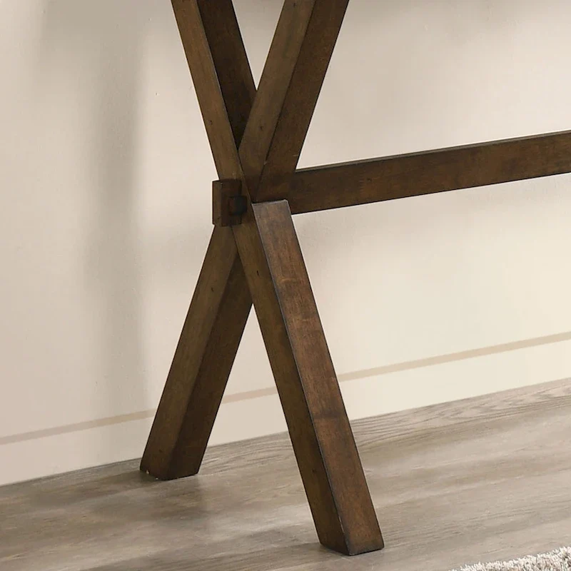 Walnut Solid Wood Sofa Table with Cross-Leg Base