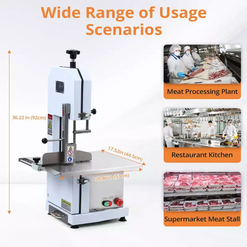 Garvee Meat Saw, 0.395.7 Inches Cutting Thickness with 6 Saw Blades, Bone Saw with Workbench