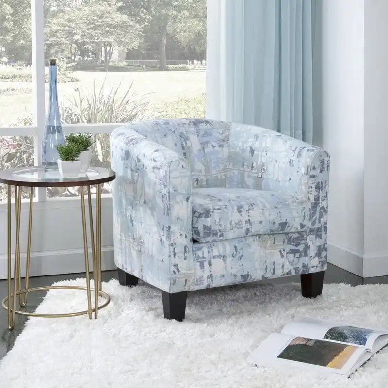 Grafton Home Enzo Upholstered Accent Barrel Chair Mysterious Slate Blue